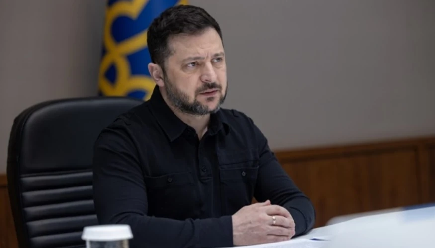 Володимир Зеленський під час вечірнього звернення (фото Офісу Президента, за підписом Укрінформу)